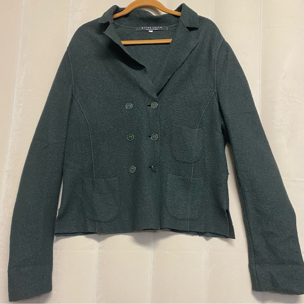 Ritva Falla Marimekko Womens Coat XXL 2XL 100% Felted Virgin Wool Finland Luxury